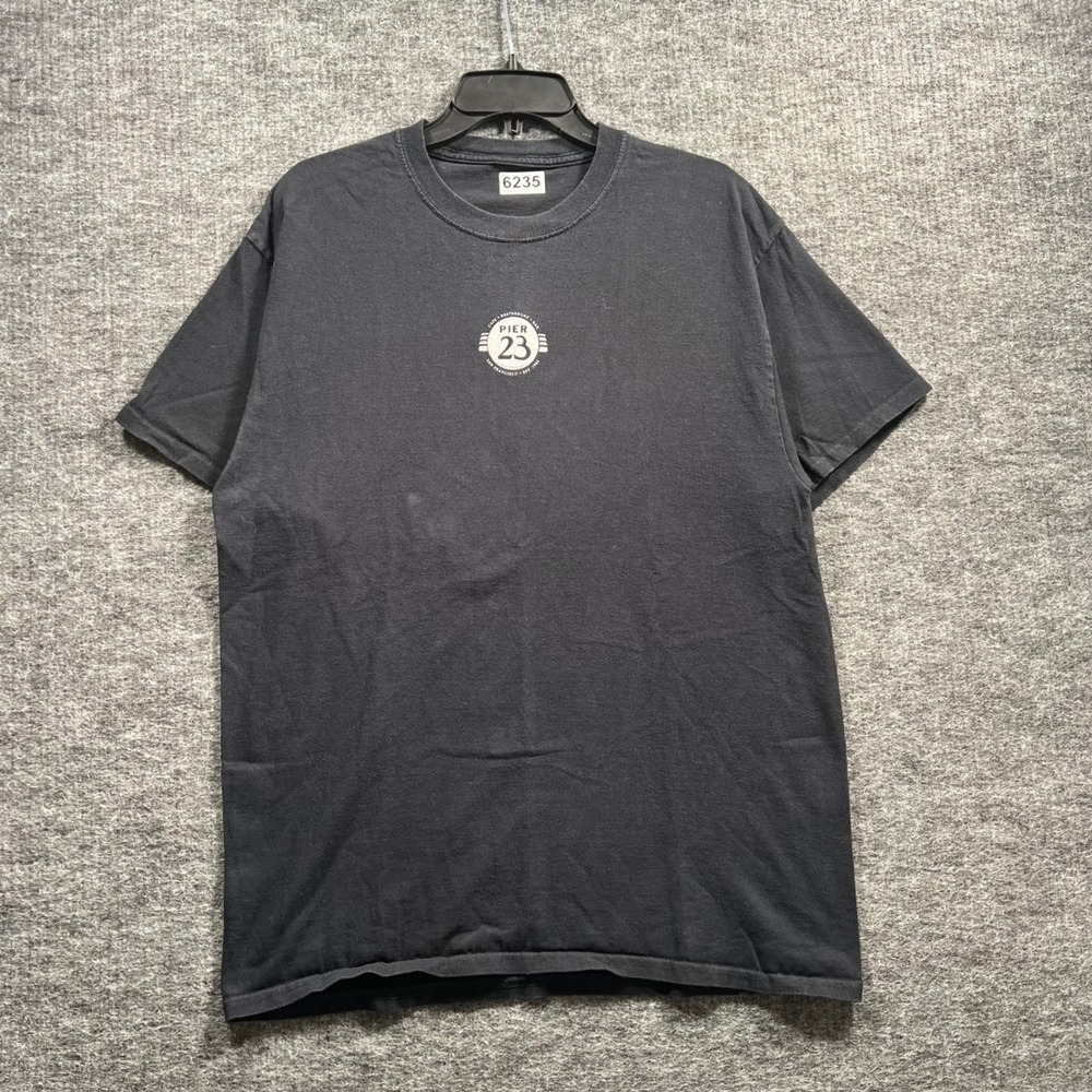 Pier 23 San Francisco Cafe Graphic T-Shirt Black Large Cowboy Back Print